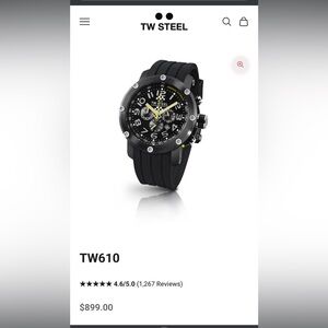 TW Steel Men's Black and Silver Watch